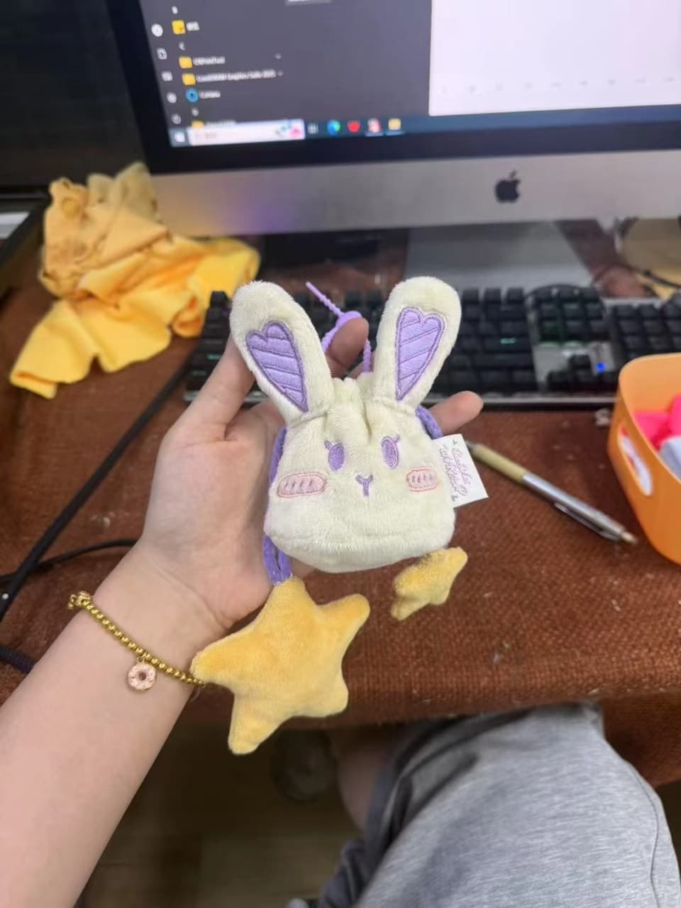 Llavero de peluche con forma de muñeco de algodón de conejito